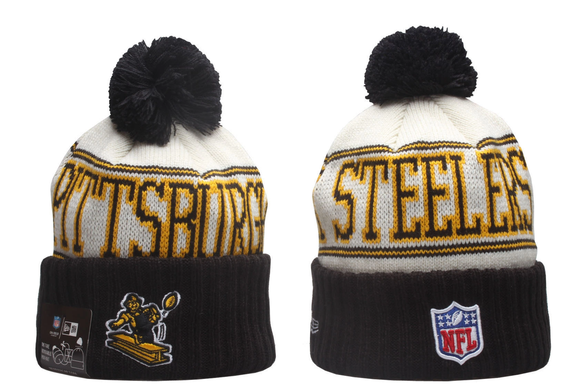 Pittsburgh Steelers Pom Pom Cuffed Knit Beanie