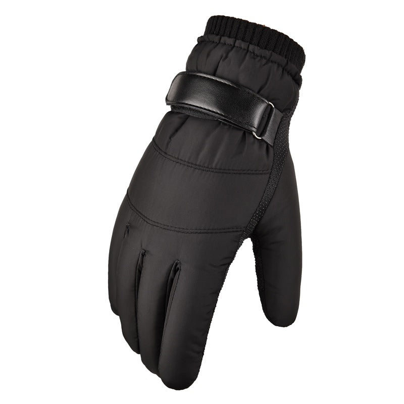 Down Cotton Warm Gloves Men Autumn Winter Fleece Padded Motorcycle Outdoor Cycling Ski Trolley Coldproof Gloves