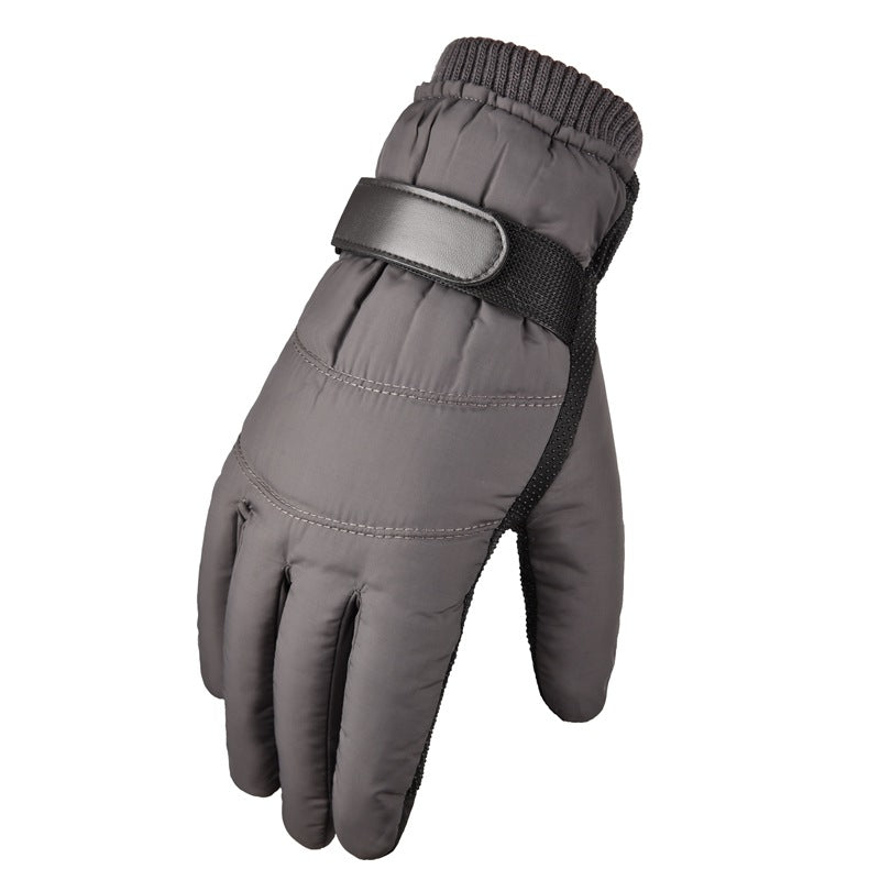 Down Cotton Warm Gloves Men Autumn Winter Fleece Padded Motorcycle Outdoor Cycling Ski Trolley Coldproof Gloves