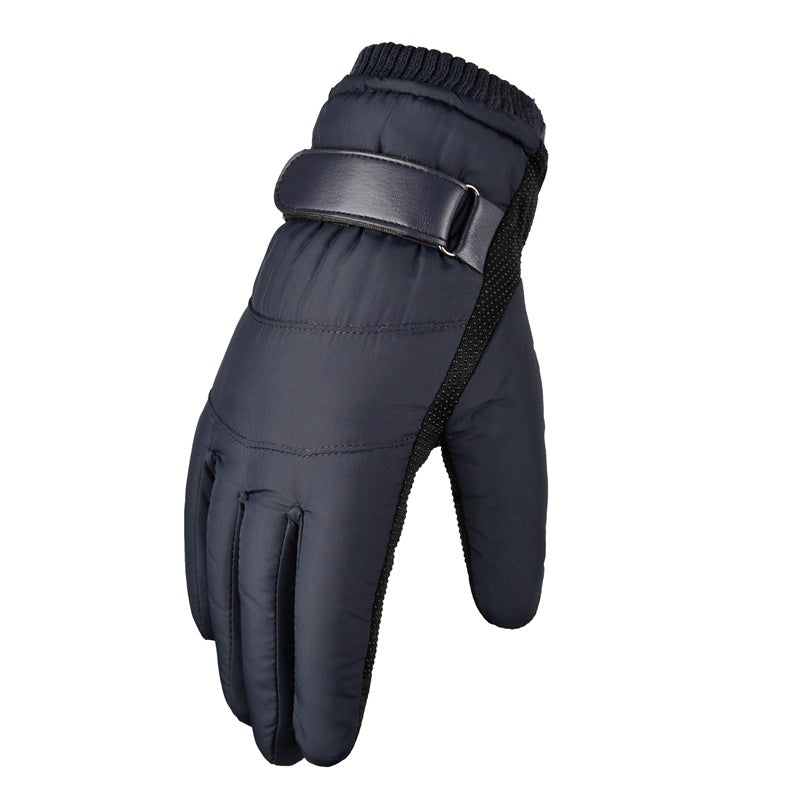 Down Cotton Warm Gloves Men Autumn Winter Fleece Padded Motorcycle Outdoor Cycling Ski Trolley Coldproof Gloves