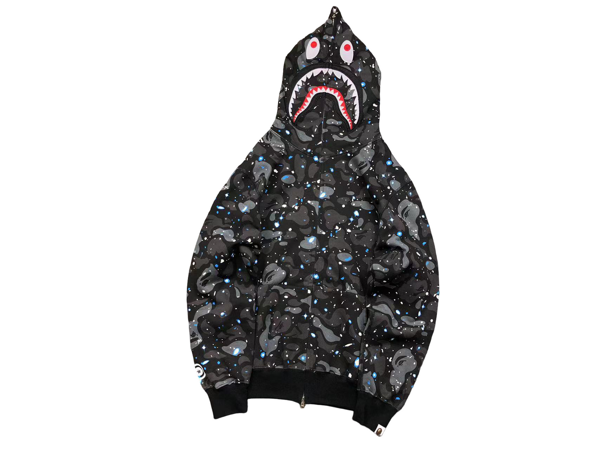 BAPE Space Camo Shark Full Zip Hoodie Black Multi