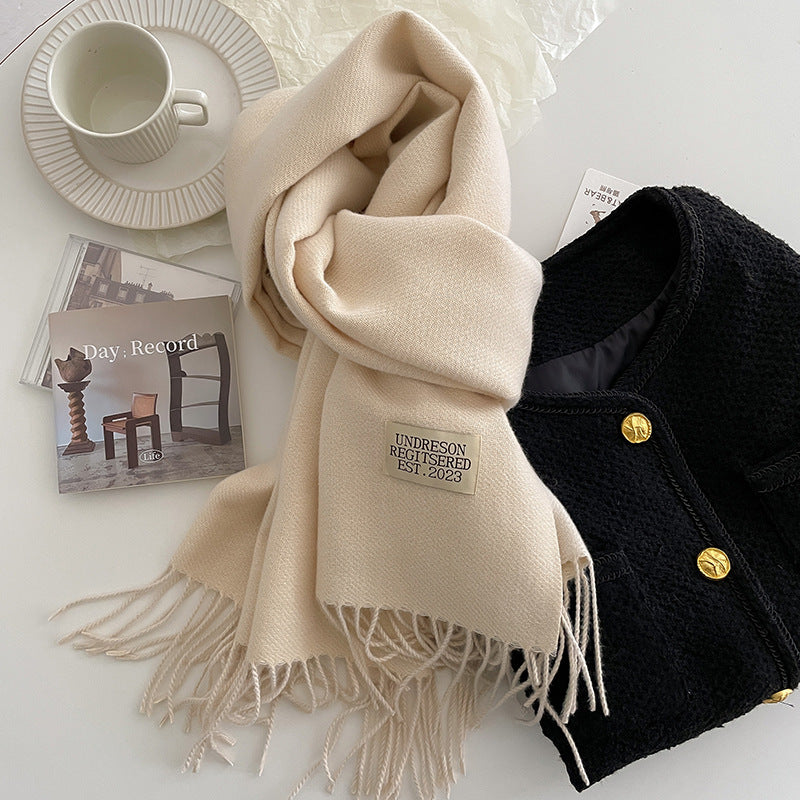 Women's Scarf Winter 2026 New Versatile Reversible Reversible Shawl Dual Purpose Pink Faux Cashmere Korean Style Premium