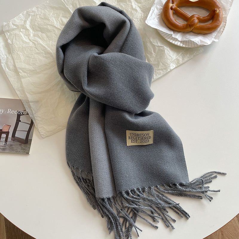 Women's Scarf Winter 2026 New Versatile Reversible Reversible Shawl Dual Purpose Pink Faux Cashmere Korean Style Premium