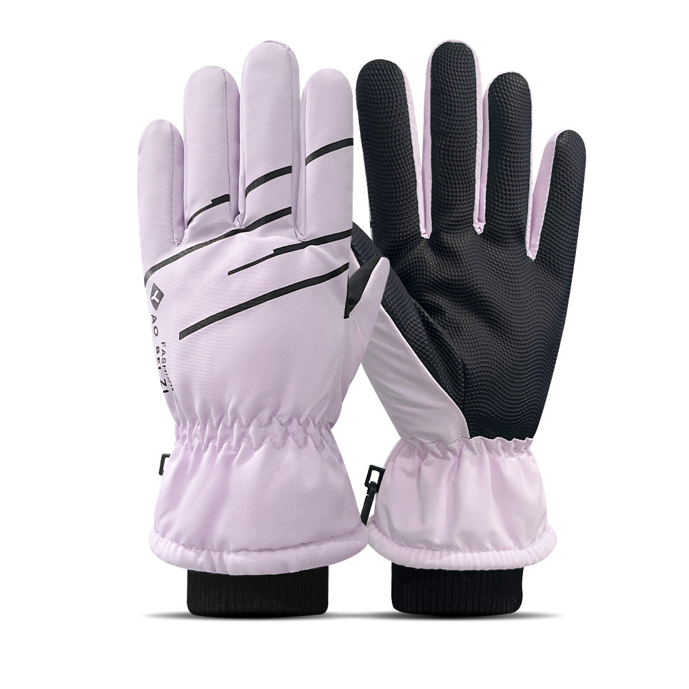 Ski gloves women's winter velvet outdoor cycling and mountaineering thickened waterproof, windproof and cold-proof warm gloves