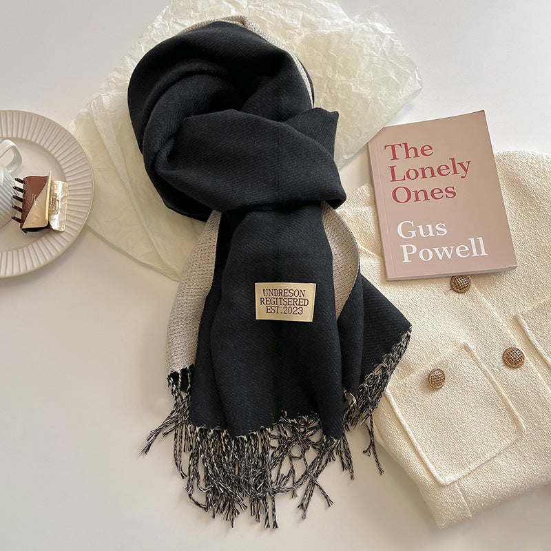 Women's Scarf Winter 2026 New Versatile Reversible Reversible Shawl Dual Purpose Pink Faux Cashmere Korean Style Premium