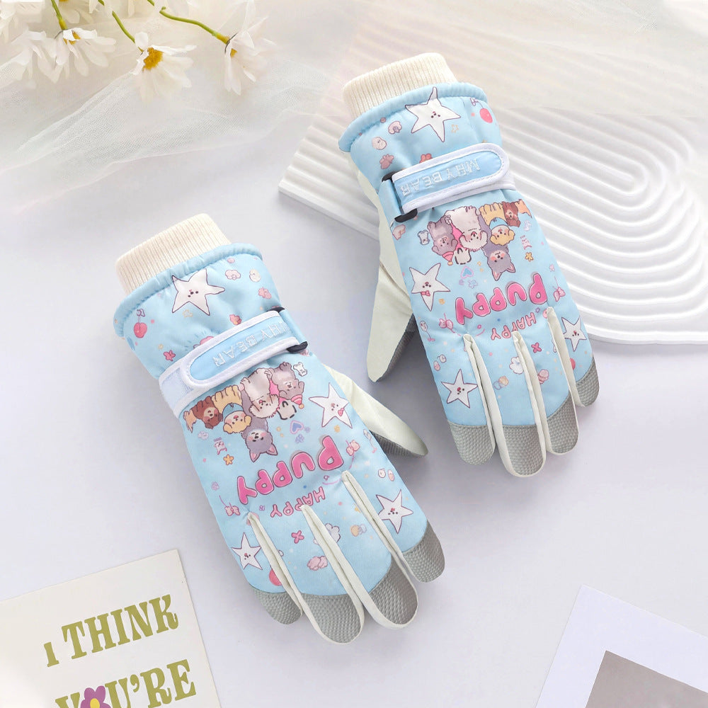 Ski Gloves Winter Unisex Outdoor Cycling Windproof Coldproof Fleece Thickened Warm Gloves Anti-slip Touchscreen Gloves