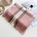 2024 explosive imitation cashmere plaid thermal shawl neck unisex autumn and winter fashion all-match tassel scarf