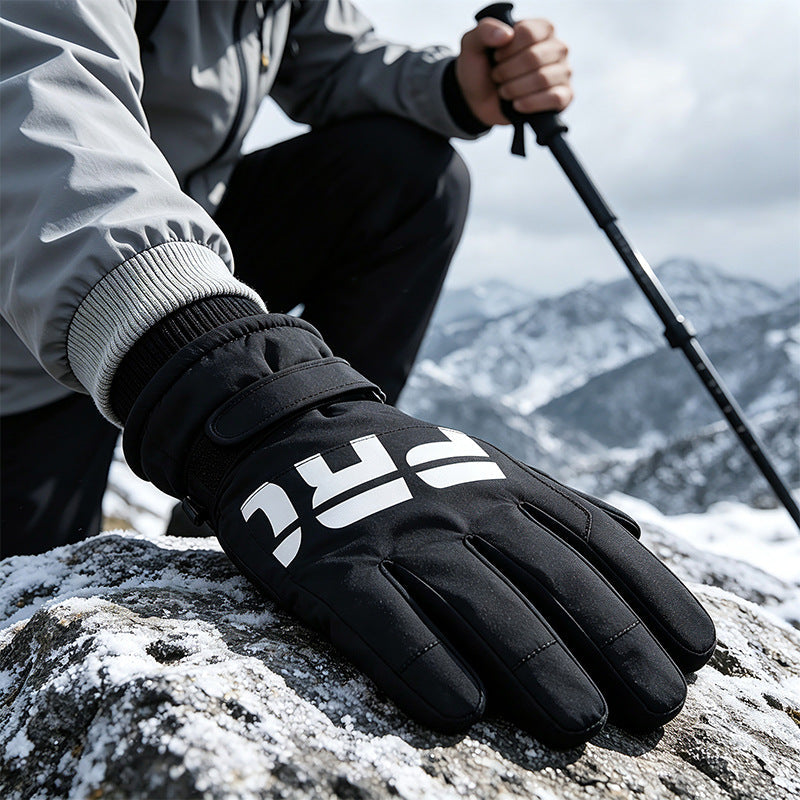 Ski Warm Gloves Men Winter Touch Screen Fleece Padded Outdoor Cycling Waterproof Windproof Coldproof Full Finger Gloves
