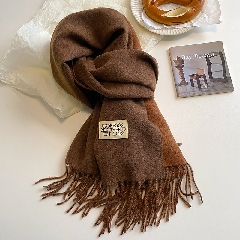 Women's Scarf Winter 2026 New Versatile Reversible Reversible Shawl Dual Purpose Pink Faux Cashmere Korean Style Premium