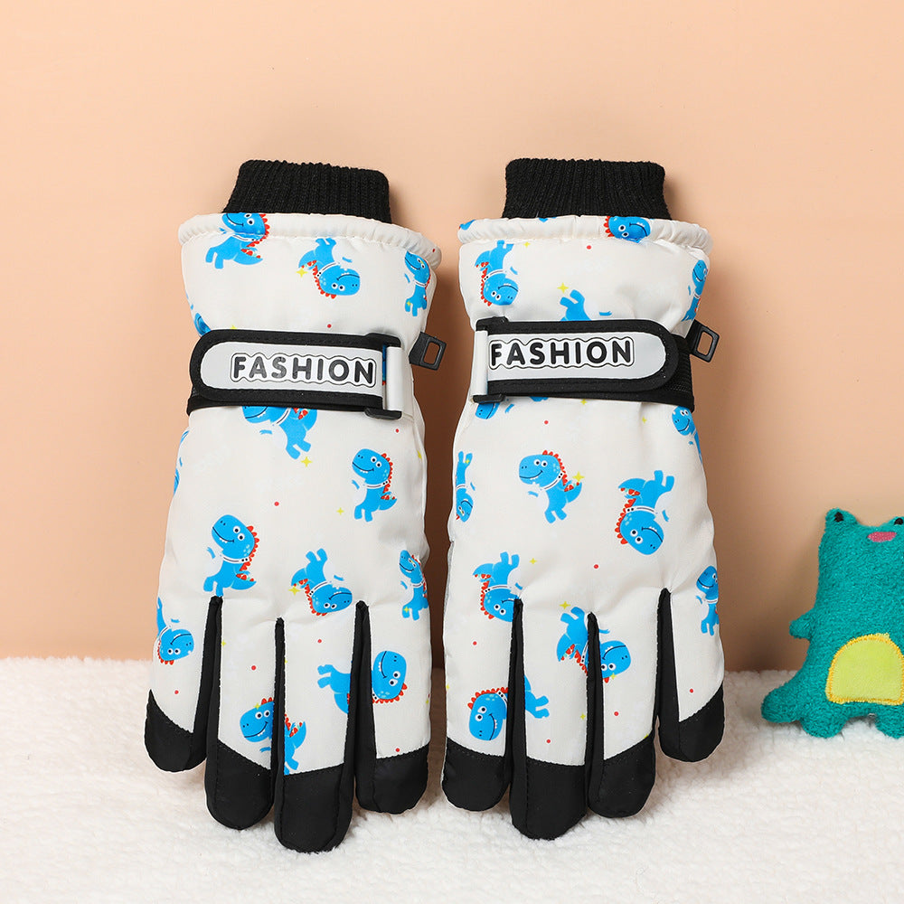 Children's Ski Gloves Outdoor Winter Warm Fleece Thick Play Snow Windproof Boys Waterproof Coldproof Gloves
