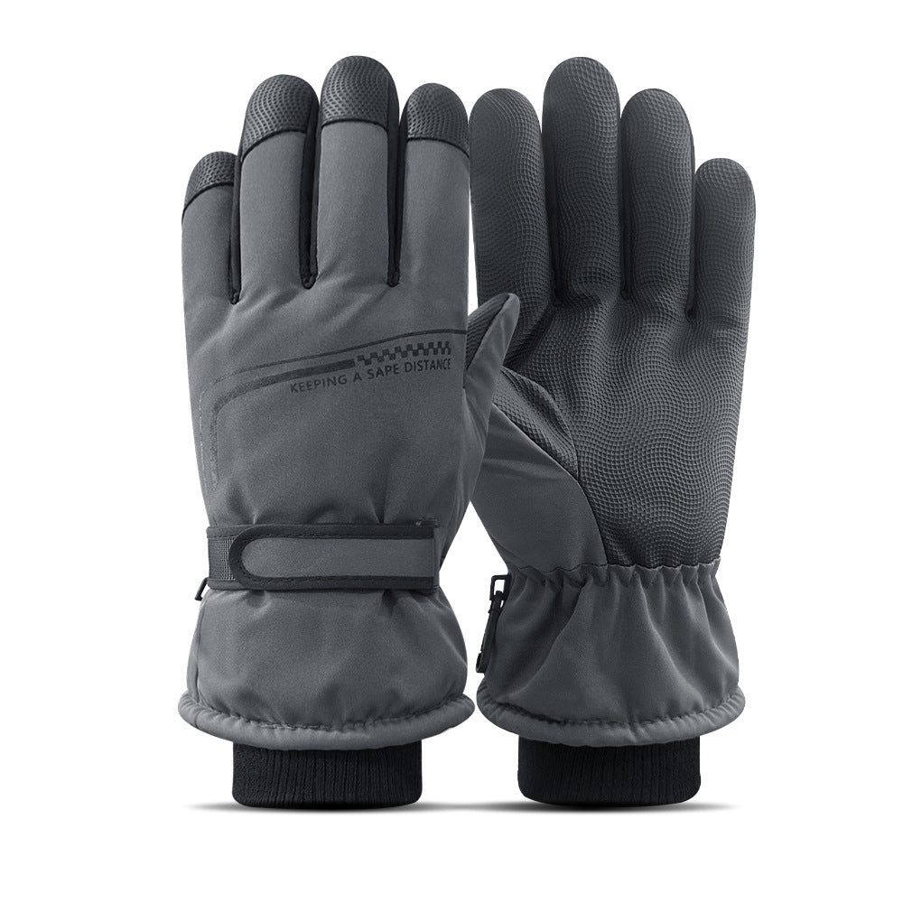 Ski gloves women's winter velvet outdoor cycling and mountaineering thickened waterproof, windproof and cold-proof warm gloves