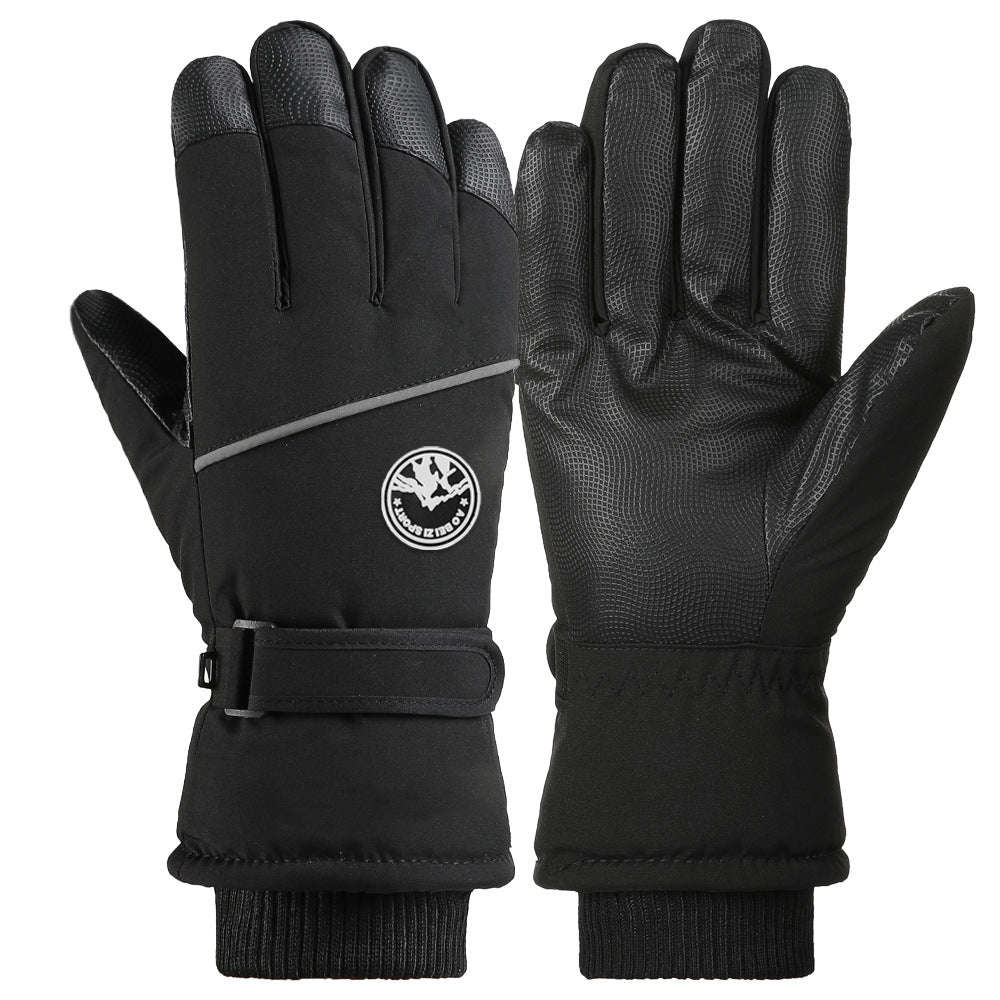 Ski gloves women's winter velvet outdoor cycling and mountaineering thickened waterproof, windproof and cold-proof warm gloves