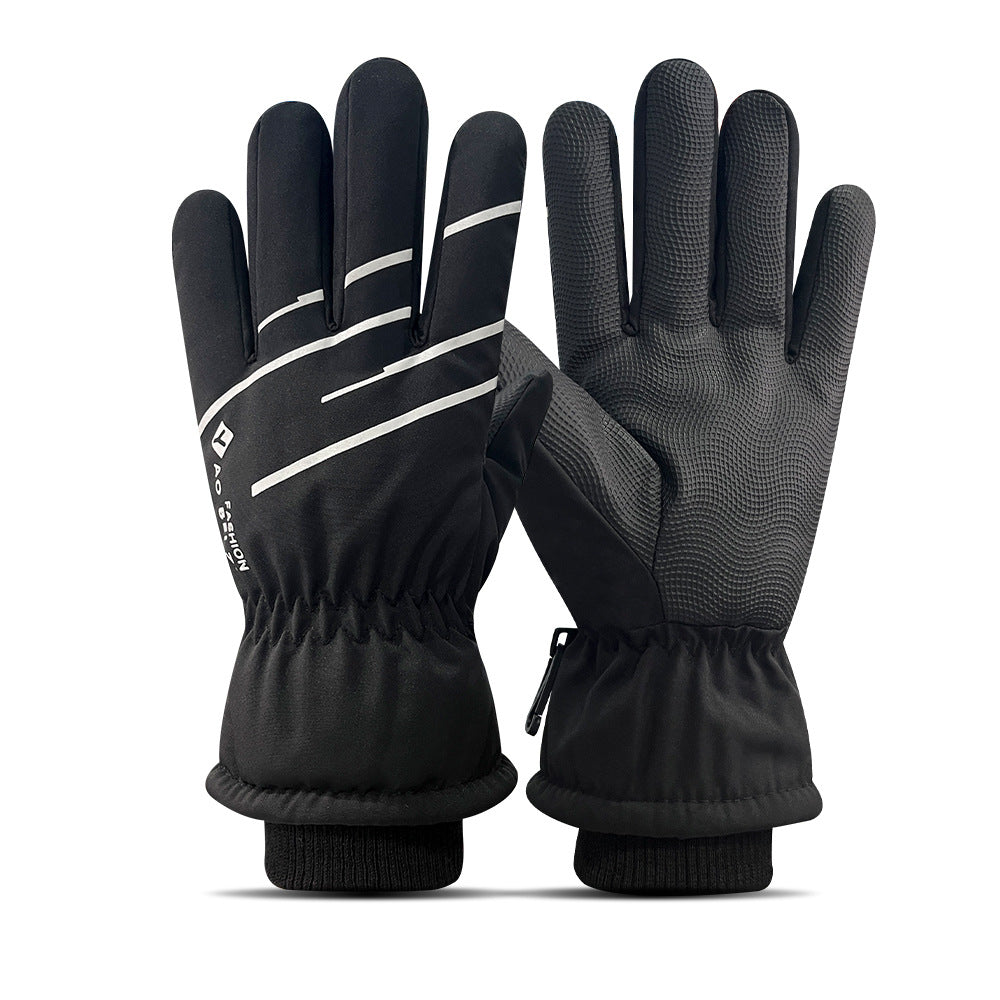 Ski gloves women's winter velvet outdoor cycling and mountaineering thickened waterproof, windproof and cold-proof warm gloves