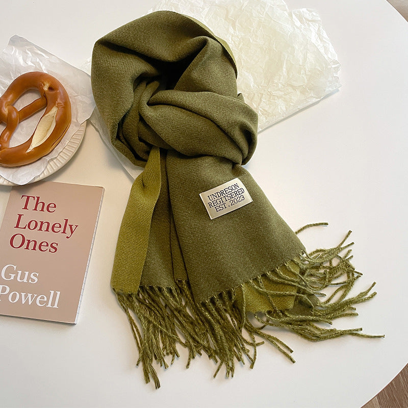 Women's Scarf Winter 2026 New Versatile Reversible Reversible Shawl Dual Purpose Pink Faux Cashmere Korean Style Premium