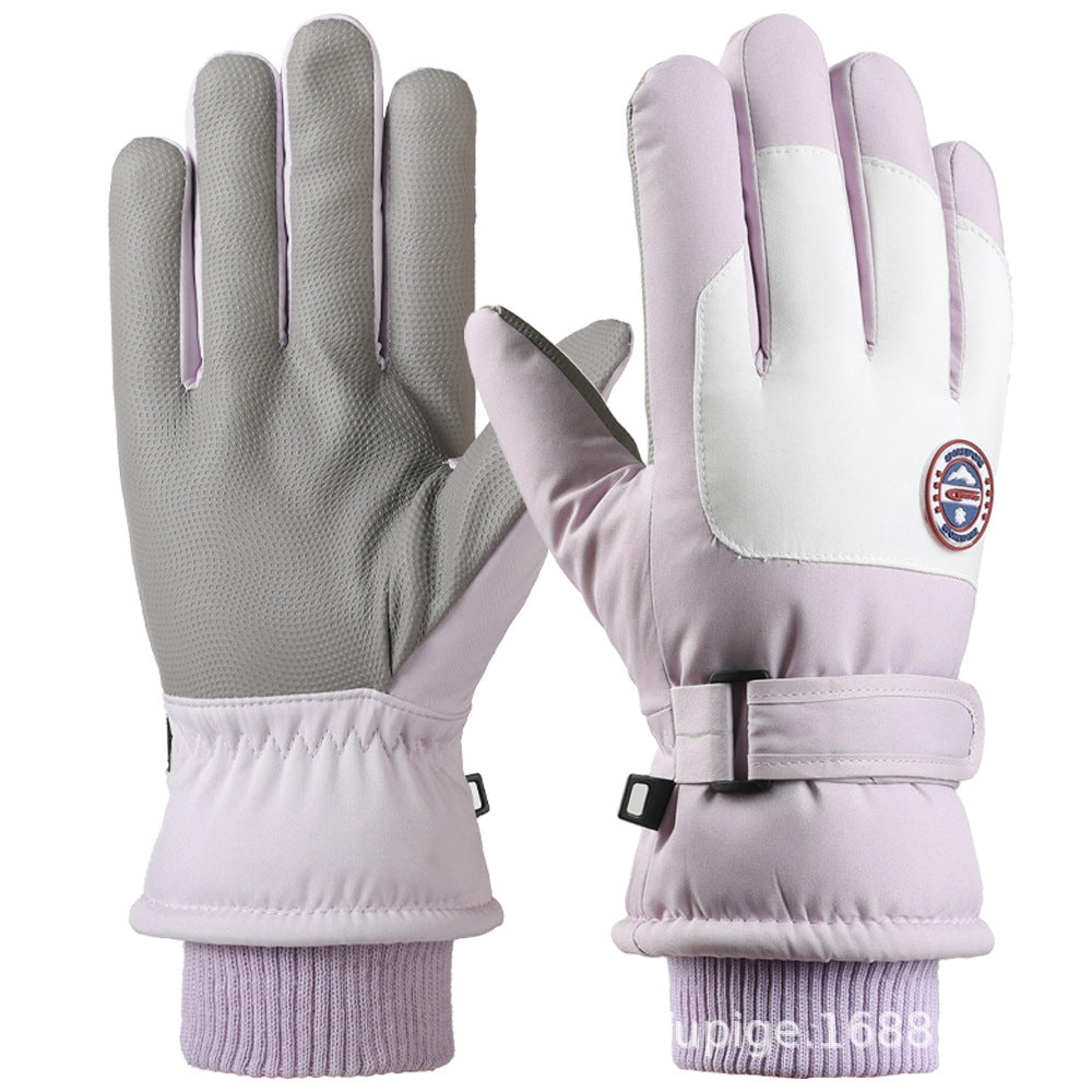 Ski Gloves Winter Unisex Outdoor Cycling Windproof Coldproof Fleece Thickened Warm Gloves Anti-slip Touchscreen Gloves