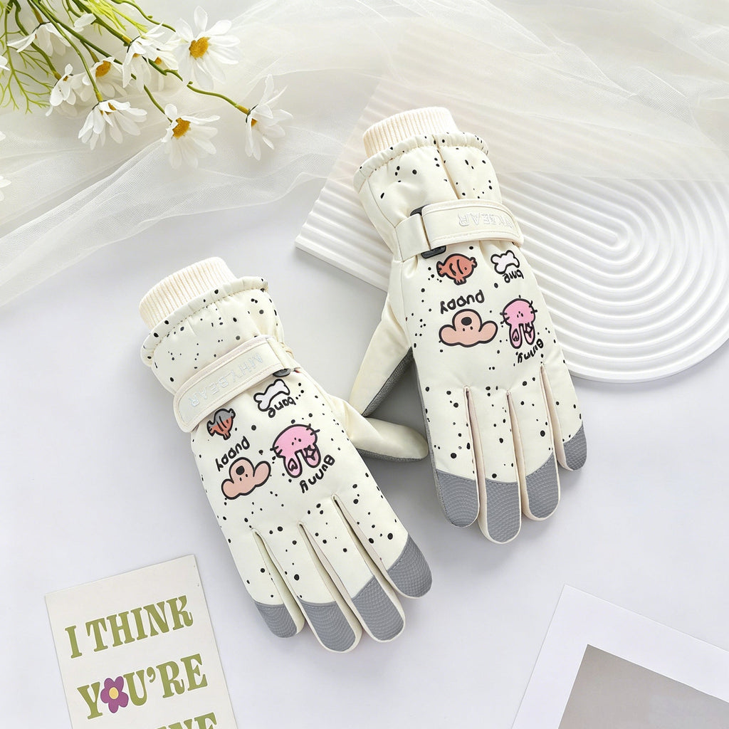 Ski Gloves Winter Unisex Outdoor Cycling Windproof Coldproof Fleece Thickened Warm Gloves Anti-slip Touchscreen Gloves