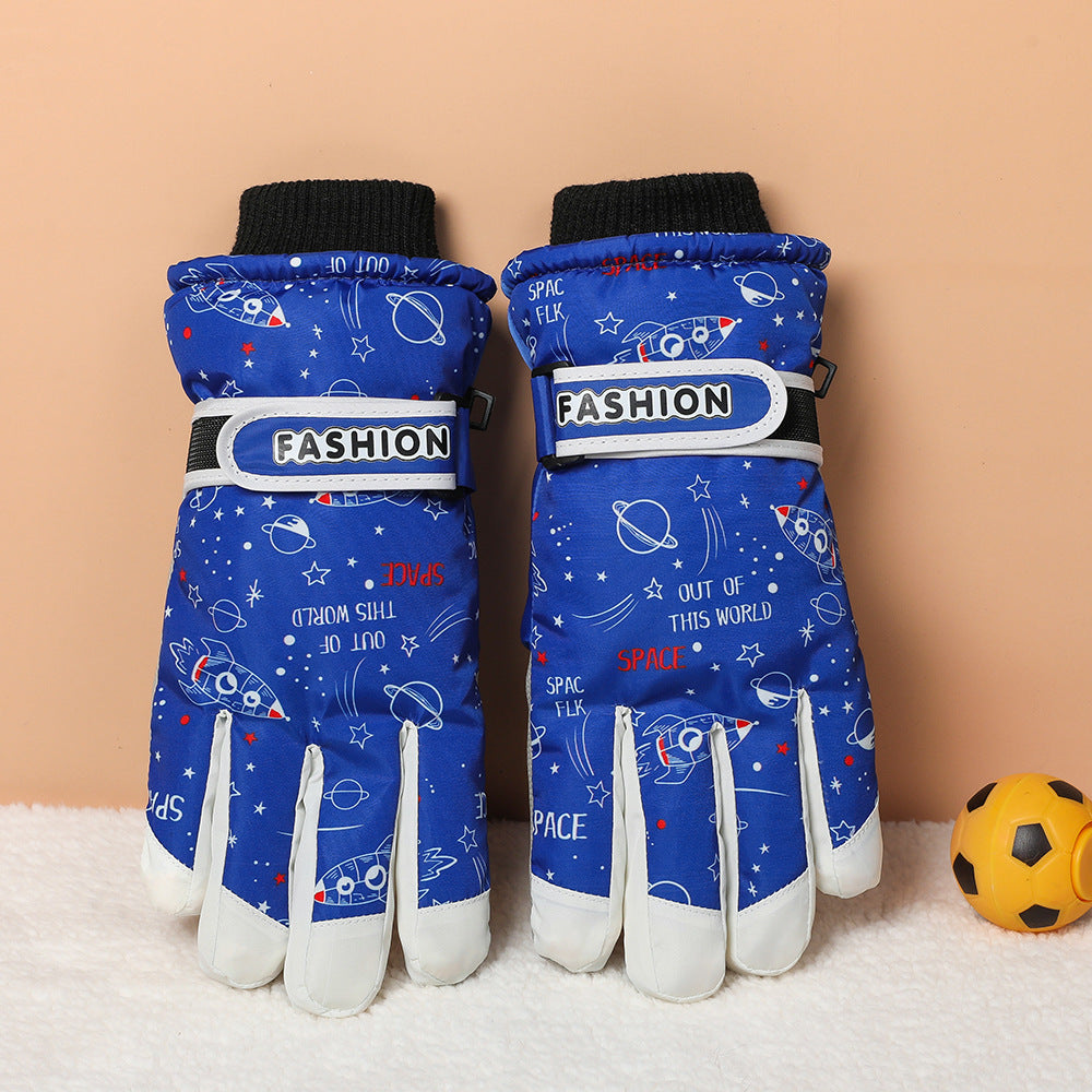 Children's Ski Gloves Outdoor Winter Warm Fleece Thick Play Snow Windproof Boys Waterproof Coldproof Gloves