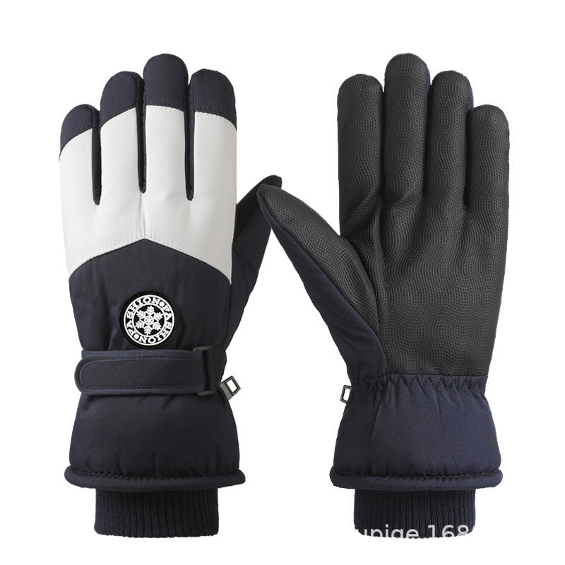 Ski gloves women's winter velvet outdoor cycling and mountaineering thickened waterproof, windproof and cold-proof warm gloves