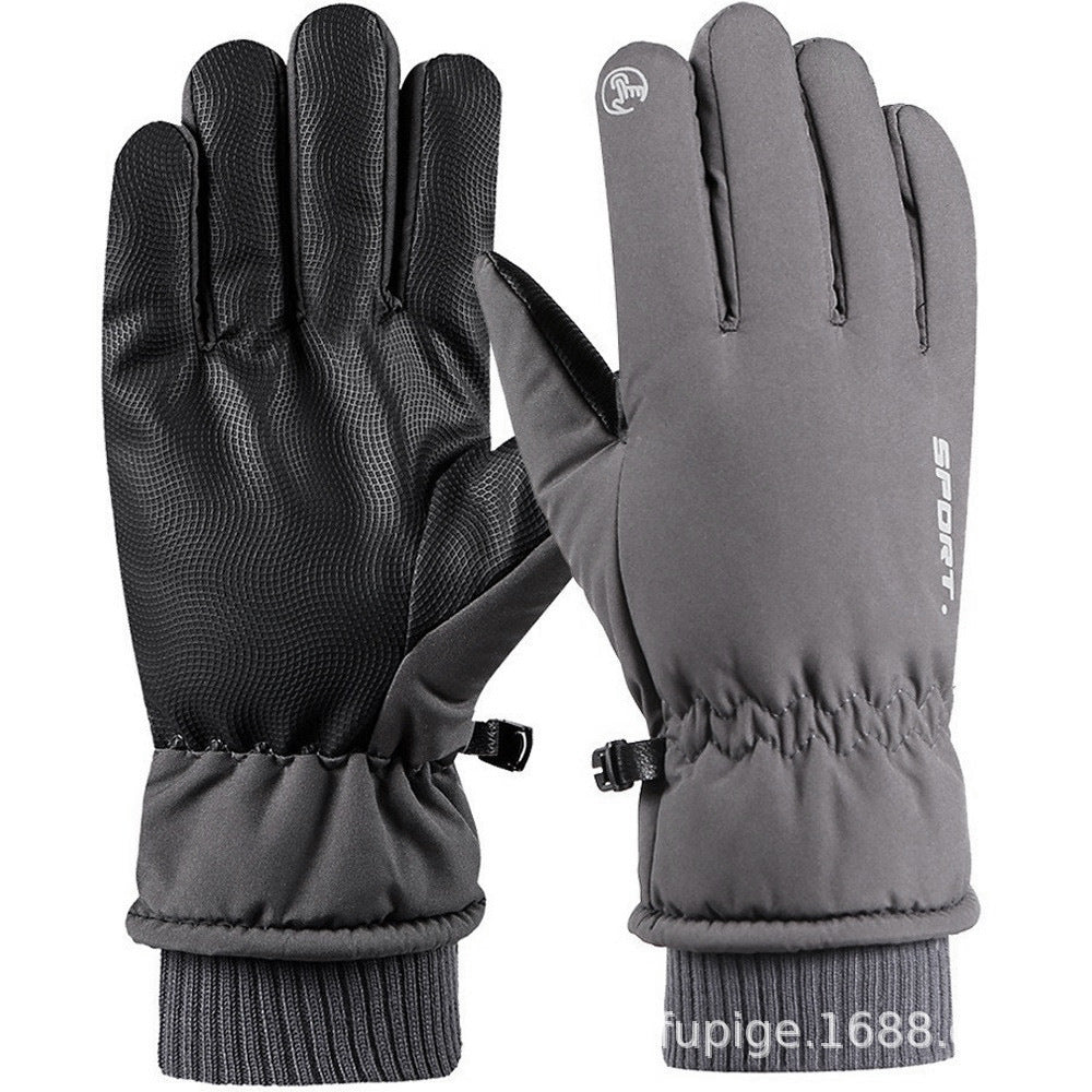 Ski gloves women's winter velvet outdoor cycling and mountaineering thickened waterproof, windproof and cold-proof warm gloves