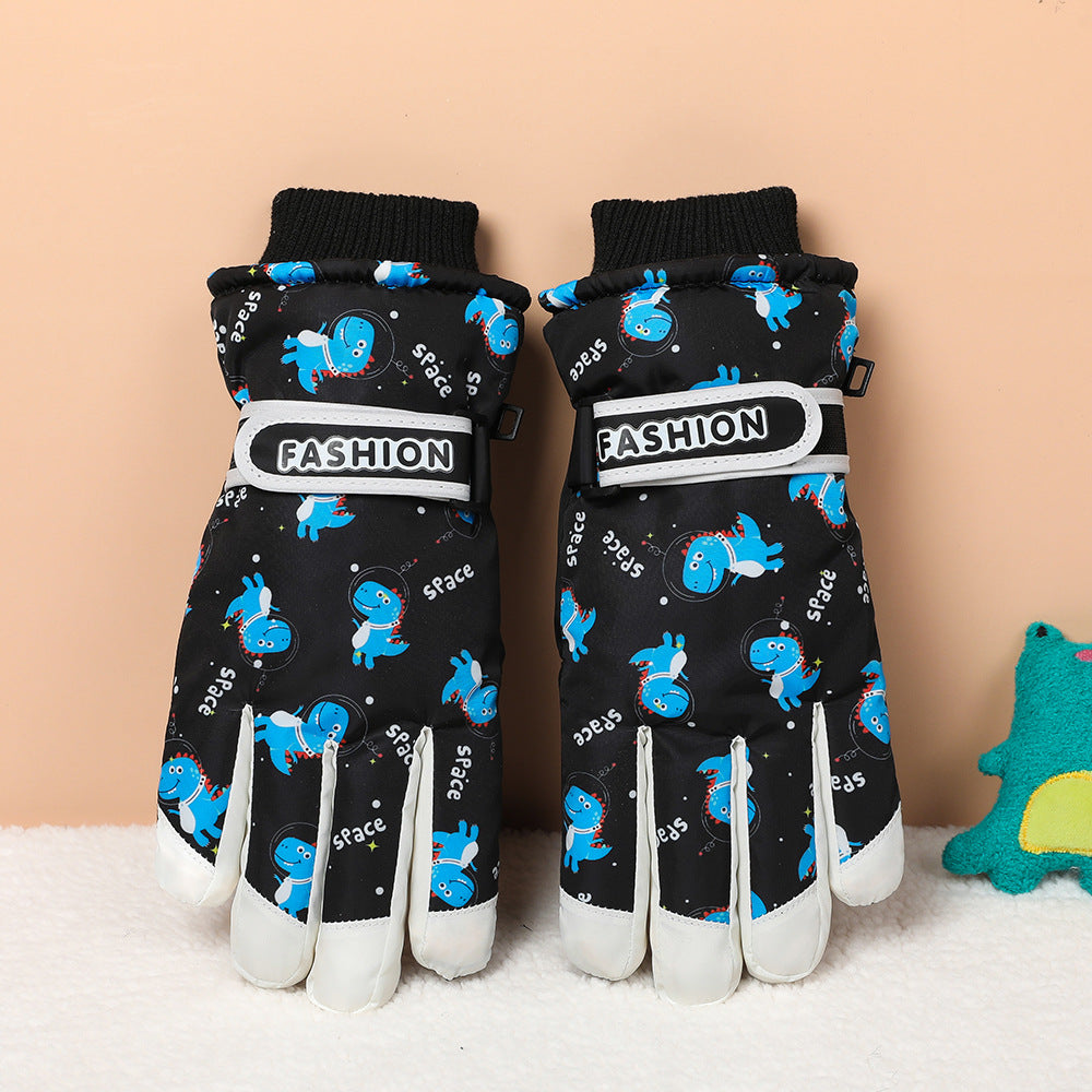 Children's Ski Gloves Outdoor Winter Warm Fleece Thick Play Snow Windproof Boys Waterproof Coldproof Gloves