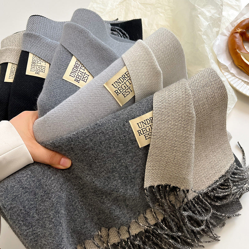 Women's Scarf Winter 2026 New Versatile Reversible Reversible Shawl Dual Purpose Pink Faux Cashmere Korean Style Premium