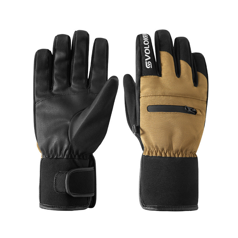 Ski gloves winter windproof and cold-proof men's warm and waterproof touch screen women's thickened and velvet ski cycling gloves