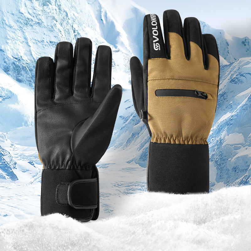 Ski gloves winter windproof and cold-proof men's warm and waterproof touch screen women's thickened and velvet ski cycling gloves