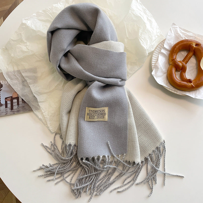 Women's Scarf Winter 2026 New Versatile Reversible Reversible Shawl Dual Purpose Pink Faux Cashmere Korean Style Premium