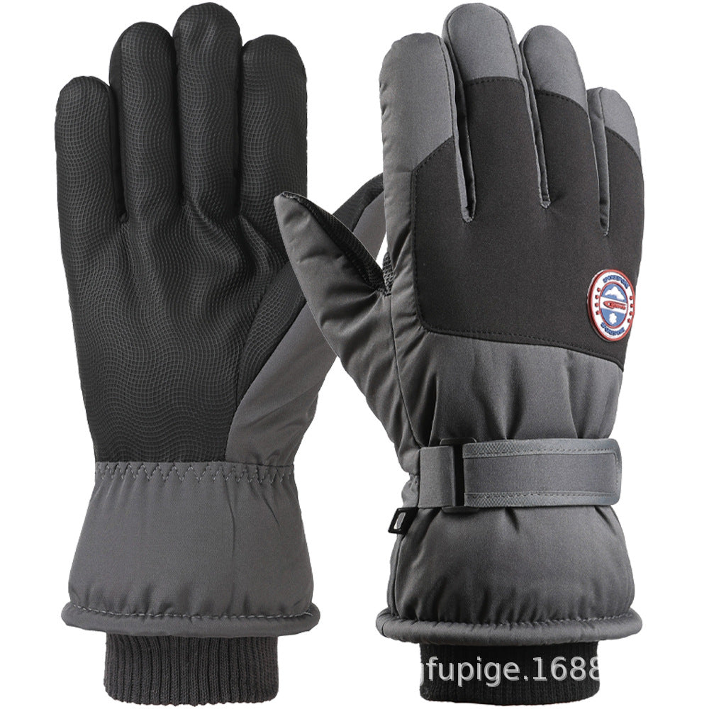 Ski gloves women's winter velvet outdoor cycling and mountaineering thickened waterproof, windproof and cold-proof warm gloves