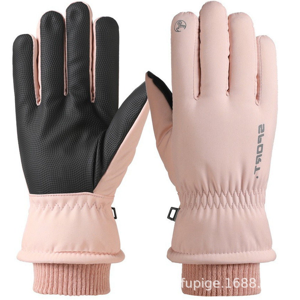 Ski Gloves Winter Unisex Outdoor Cycling Windproof Coldproof Fleece Thickened Warm Gloves Anti-slip Touchscreen Gloves