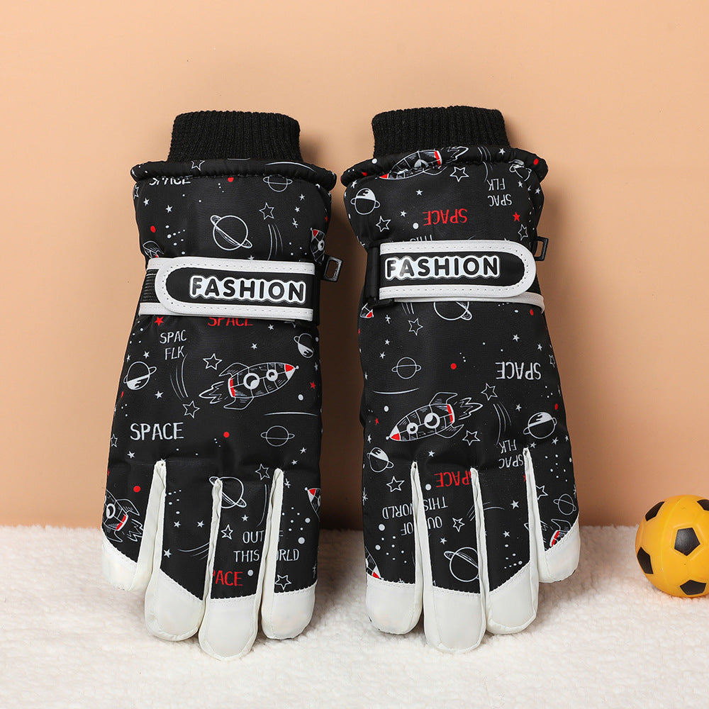 Children's Ski Gloves Outdoor Winter Warm Fleece Thick Play Snow Windproof Boys Waterproof Coldproof Gloves