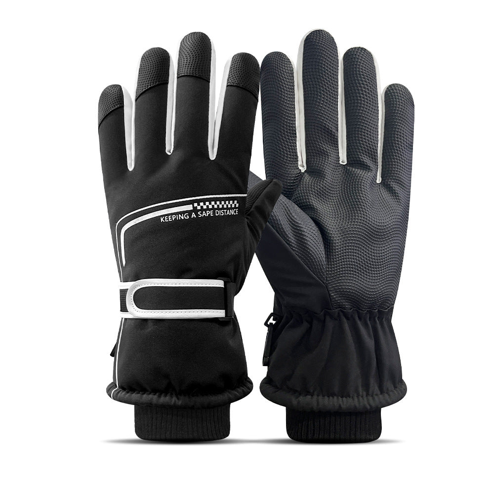 Ski gloves women's winter velvet outdoor cycling and mountaineering thickened waterproof, windproof and cold-proof warm gloves