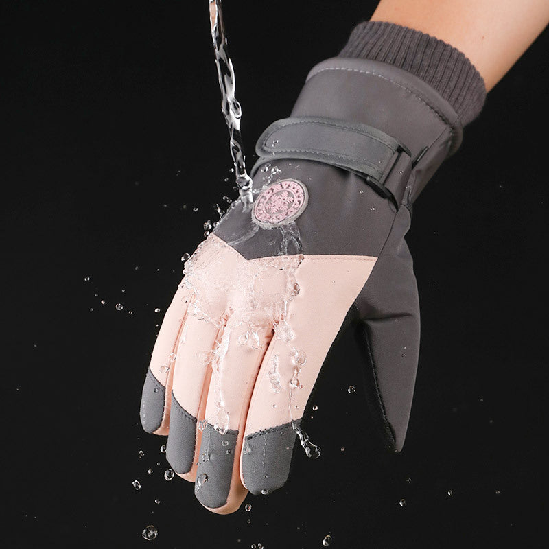 Ski Gloves Winter Unisex Outdoor Cycling Windproof Coldproof Fleece Thickened Warm Gloves Anti-slip Touchscreen Gloves