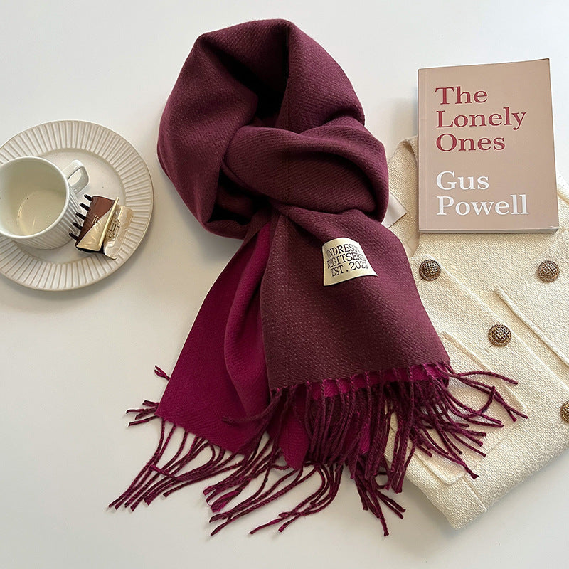 Women's Scarf Winter 2026 New Versatile Reversible Reversible Shawl Dual Purpose Pink Faux Cashmere Korean Style Premium