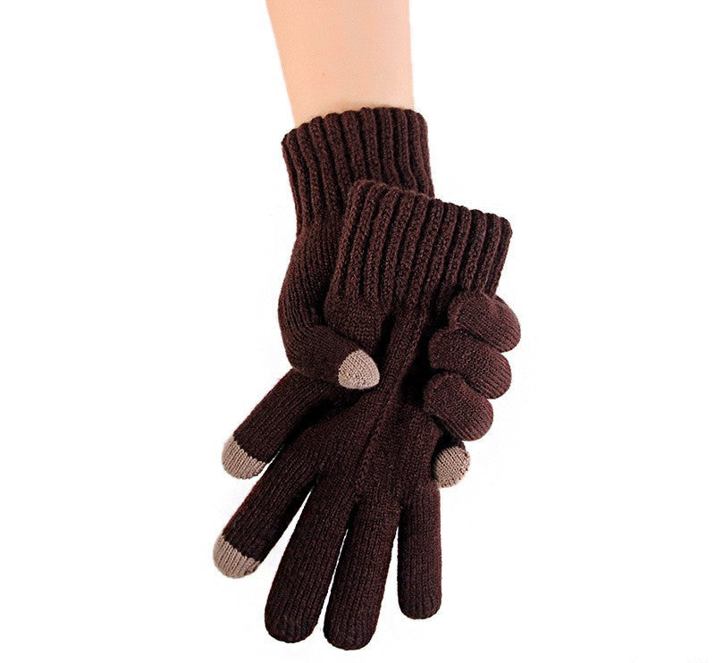 Men's Fall/Winter Gloves Large Fingers Finger Touch Screen Thickened Fleece Cold Warmer Knitted Cycling Cycling Warm