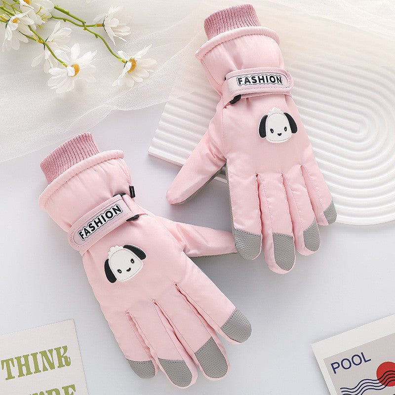 Ski gloves women's winter velvet outdoor cycling and mountaineering thickened waterproof, windproof and cold-proof warm gloves