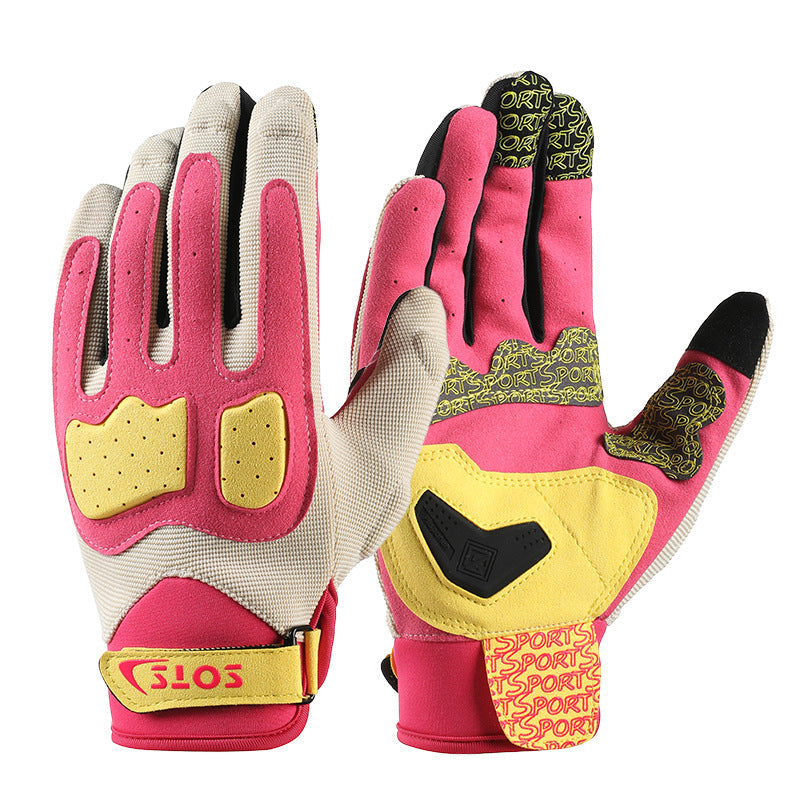 Cycling Gloves Men's Motorcycle Outdoor Motorcycle Sport Non-slip Touch Screen Wear Resistant Shock Absorbing Full Finger Fitness Gloves