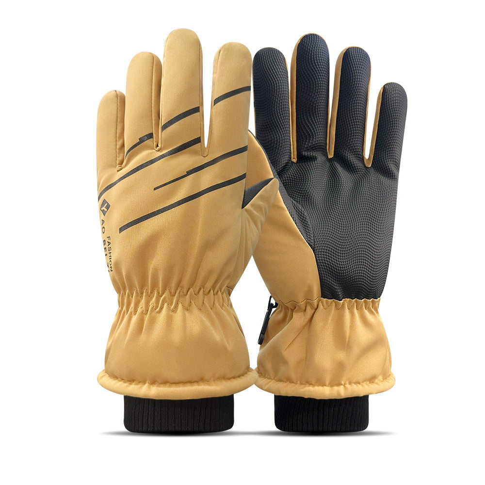 Ski gloves women's winter velvet outdoor cycling and mountaineering thickened waterproof, windproof and cold-proof warm gloves