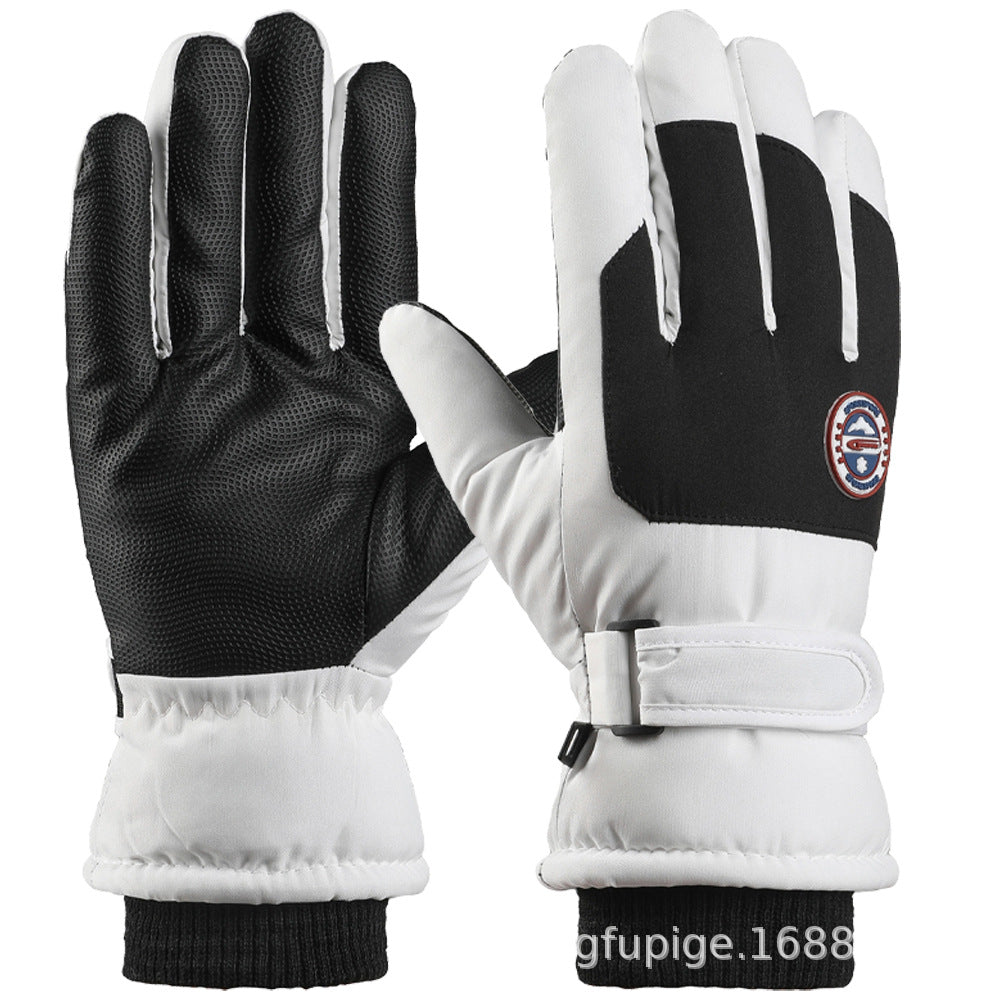 Ski gloves women's winter velvet outdoor cycling and mountaineering thickened waterproof, windproof and cold-proof warm gloves