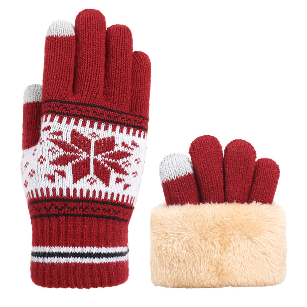 Cold Warmer Knitted Gloves Fleece Thicker Double Touchscreen Wholesale Adult Cold Warmer Touchscreen Gloves